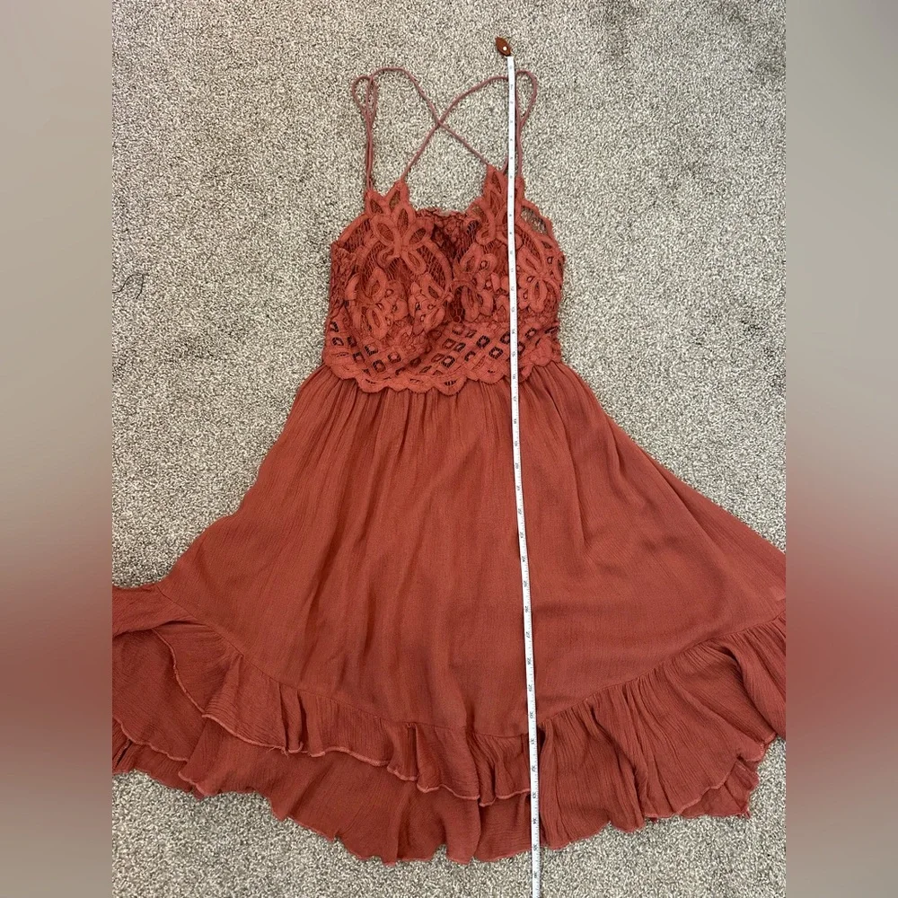 Free People FP One Adella Slip Dress Women’s Large Rust Orange Festival Boho - Picture 14 of 15